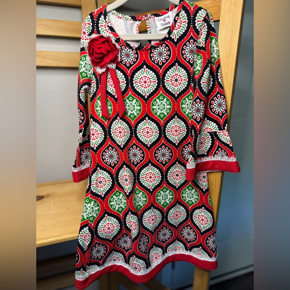 Counting Daisies Holiday Dress Girls Size 7 | Christmas Outfit - Picture 2 of 8